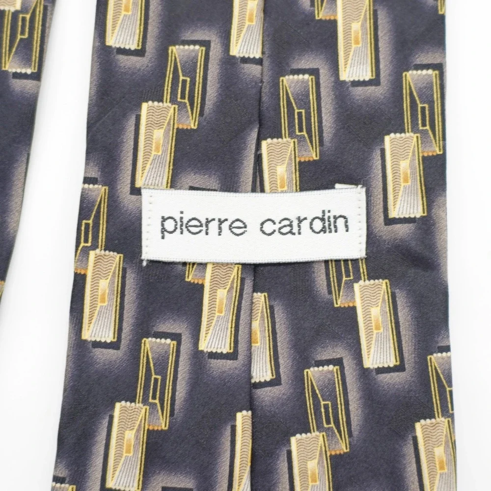 Pierre Cardin Black Tan‎ Abstract Print Wide Silk Tie